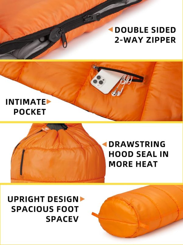 Bessport Mummy Sleeping Bag | 15-45 ℉ Extreme 3-4 Season Sleeping Bag for Adults Cold Weather– Warm and Washable, for Hiking Traveling & Outdoor Activities - Image 5