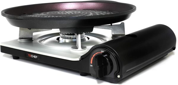 TECHEF - Stovetop Korean BBQ Non-Stick Grill Pan with Agni Portable Gas Stove Burner, Made in Korea (Grill Pan w Stove) - Image 2