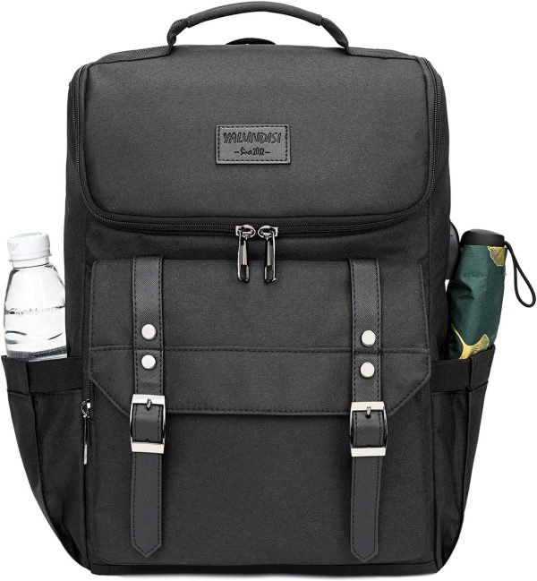 YALUNDISI Vintage Backpack Travel Laptop Backpack with usb Charging Port for Women & Men College Backpack Fits 15.6 Inch Laptop Black - Image 2